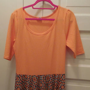 Lularoe Orange and blue Nicole Dress Size XL NWOT